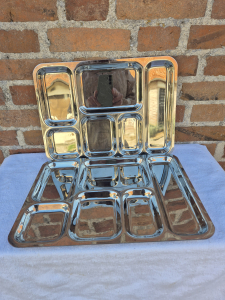 Paire de plateaux plats de service inox